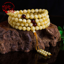 Decorated with natural worry-free white beeswax 108 beads handstring necklace original ore raw stone white beeswax men and womens models
