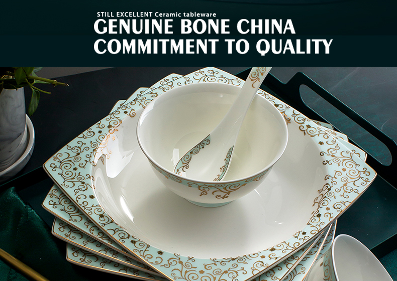 Jingdezhen dishes suit household ipads porcelain tableware Nordic up phnom penh high - end dishes western - style eat bowl bowl of ten people