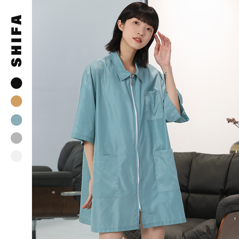 Hair Salon Hairdressing Workwear Extended Haircut Apron Short Sleeve Overcoat Medium-sized Baked Oil Dyeing Long Sleeve Technician's Clothes