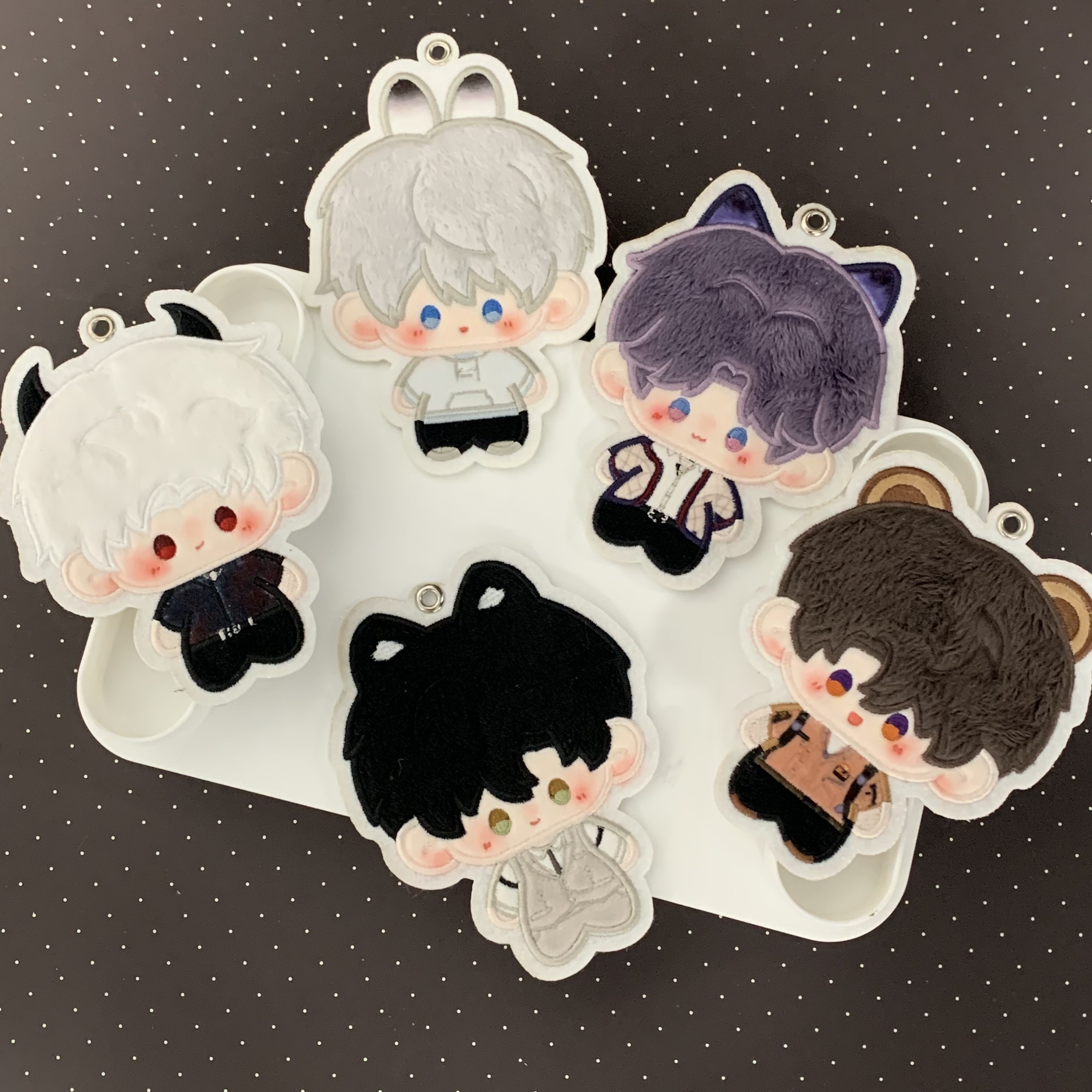 Xavier, Rafayel, Zayne, Sylus, and Caleb embroidered plush charms