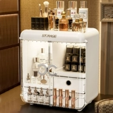 Косметическая настольная коробка для хранения, зеркало, туалетный столик для ухода за кожей, помада, система хранения