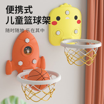 Childrens basketball rack hanging wall home movable Indoor can lift baby shooting folding ball frame shooting basketball frame