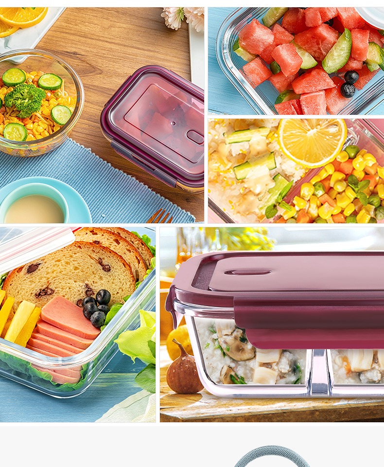 Net đỏ chia hộp ăn trưa nữ sinh viên lò vi sóng bát đặc biệt nhân viên văn phòng cách nhiệt hộp ăn trưa hộp lưu trữ thủy tinh có nắp - Hộp cơm điện sưởi ấm hộp cơm xiaomi