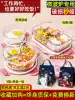 Office workers glass lunch box Round lunch box Microwave oven heating special bowl with rice lunch box grid female packaging