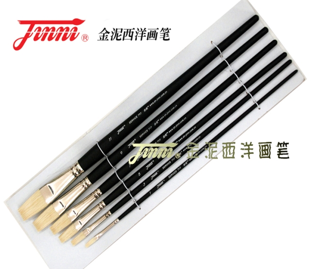 Gold mud 717] bristle flat head long hair acrylic oil painting watercolor pen gold mud brush