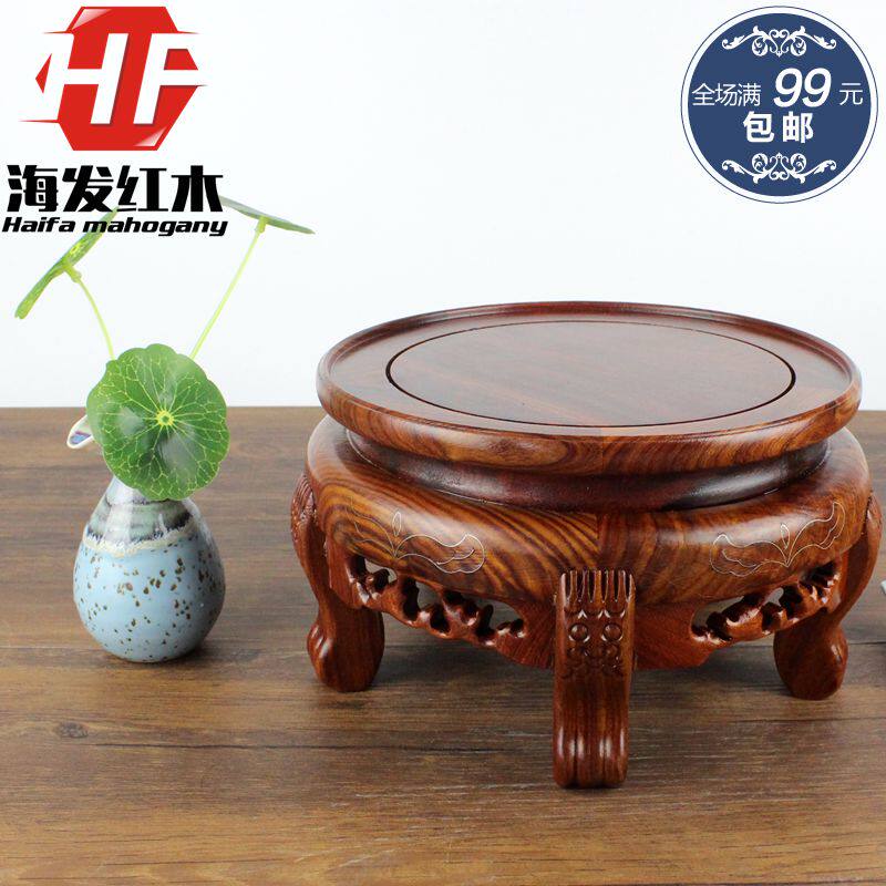 Redwood flower frame with vase basin frame of fish tank rack rock base round tiger several solid wood frame landing frame