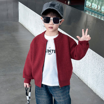 Boys' Spring Knit Cardigan 2026 Spring and Autumn New Children's Spring Sweater Jacket Baby Stylish Trendy Top