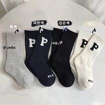 Childrens socks spring and autumn pure cotton tide in the Korean alphabet autumn winter boys and girls in the big child sports stockings