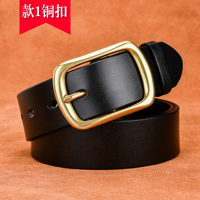 Belt men leather leather pure cowskin retro needle button belt jeans casual pants with a hundred and tide upgrade