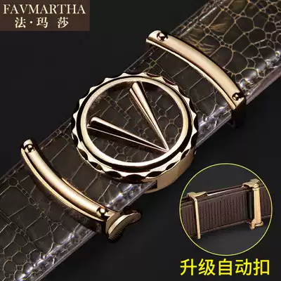 Famous brand men's belt leather toothless non-porous automatic buckle belt Korean leisure personality belt trend young people