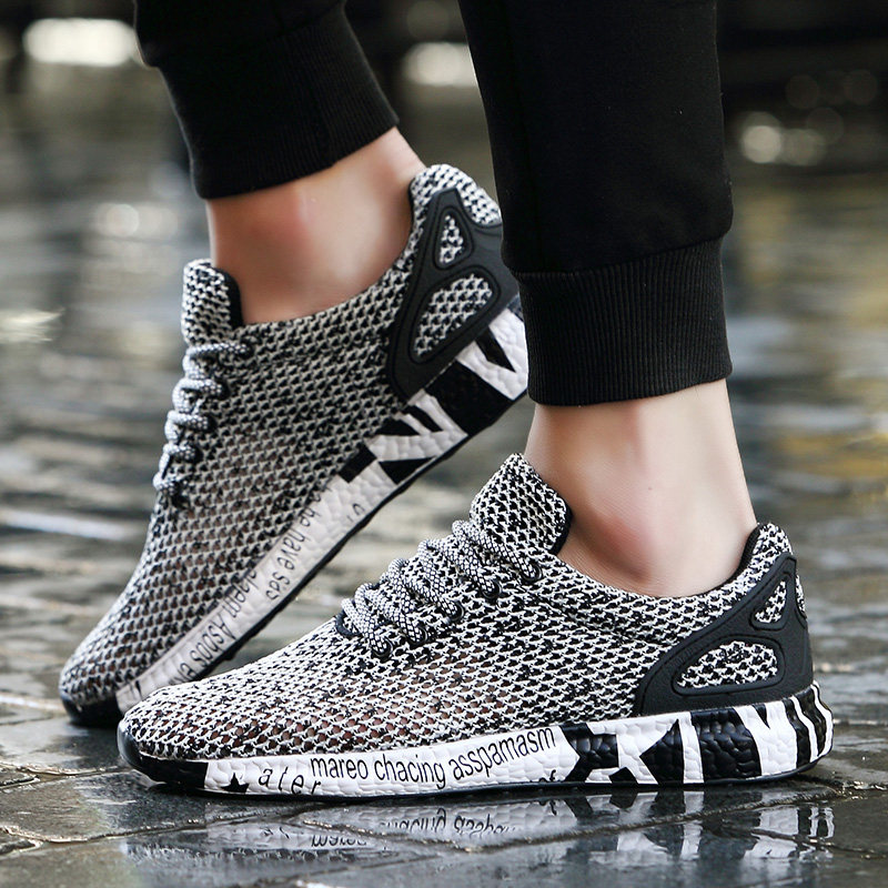 Summer men's shoes mesh mesh shoes hollow flying woven line tide shoes Korean version of the trend of sneakers sports casual shoes canvas shoes