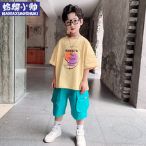 Childrens clothing summer boys  suit 2021 new fashionable middle and large boy boys handsome short-sleeved suit Western style thin section