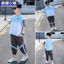 Boys summer suit 2021 new summer childrens short-sleeved big boy handsome foreign style casual 12 tide 15-year-old