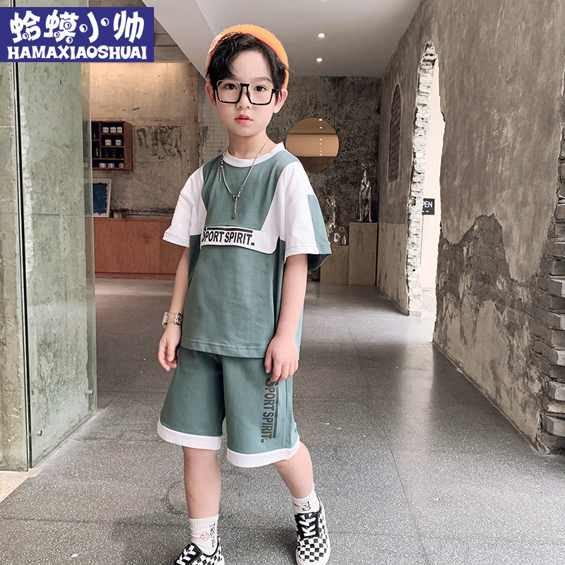 Boy Summer Leisure suit 2022 New trends Han edition CUHK Tong Boy Sport suit Two sets of thin