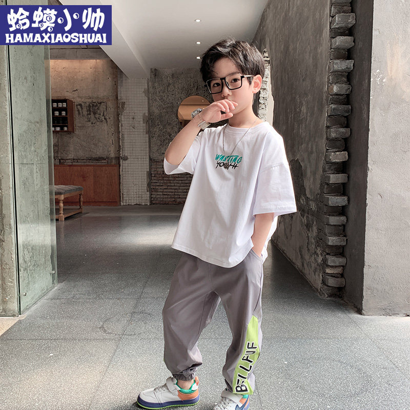 Boy's summer suit 2022 New CUHK Boy handsome boy handsome Two sets of summer sports suit damp