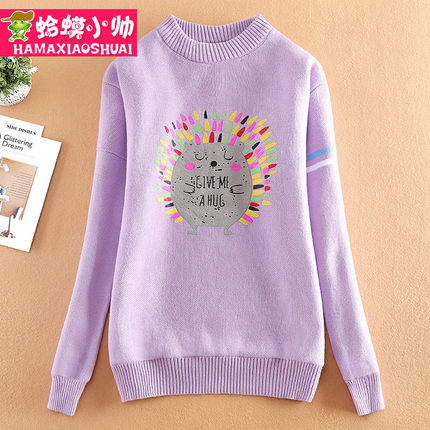 女童毛衣套头加绒加厚2018秋冬韩版儿童女大