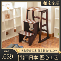 bo jia solid wood step ladder multi-layer lou ti deng ledder deng dual-use ladder household mu ti zi export