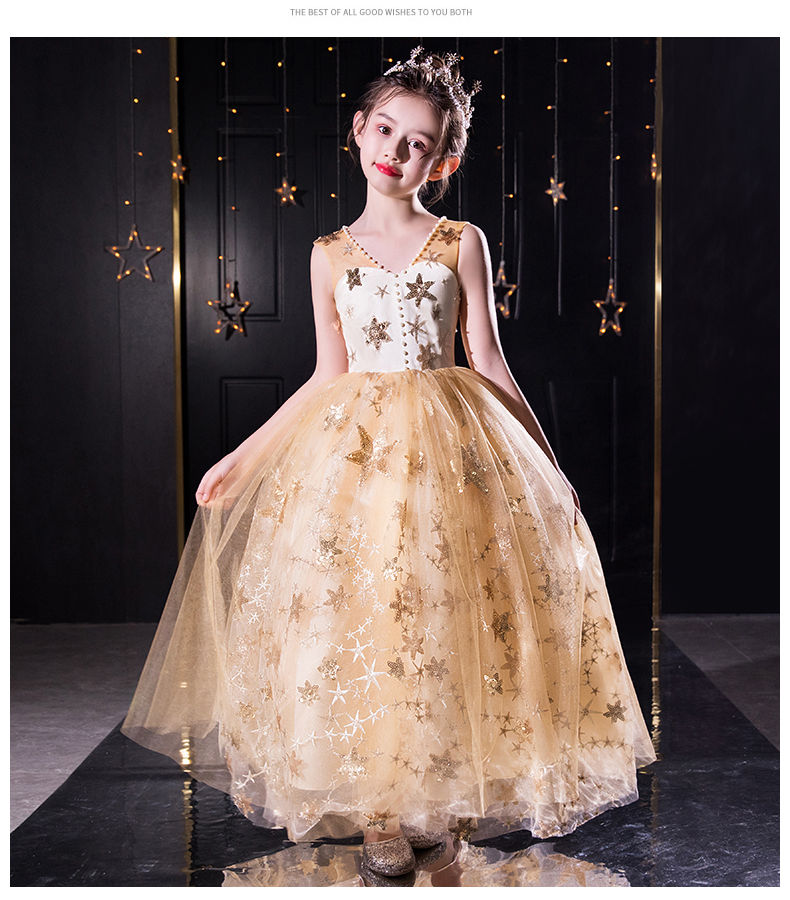 Trẻ em váy công chúa cô gái nhỏ cô gái nước ngoài fluffy hoa cô gái váy cưới nhỏ chủ catwalk trang phục buổi tối - Váy trẻ em bộ đồ bé trai cao cấp