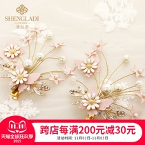 Childrens headdress pink hairclip girl hair accessory Korean Princess flower lace girl hairpin butterfly Crystal clip