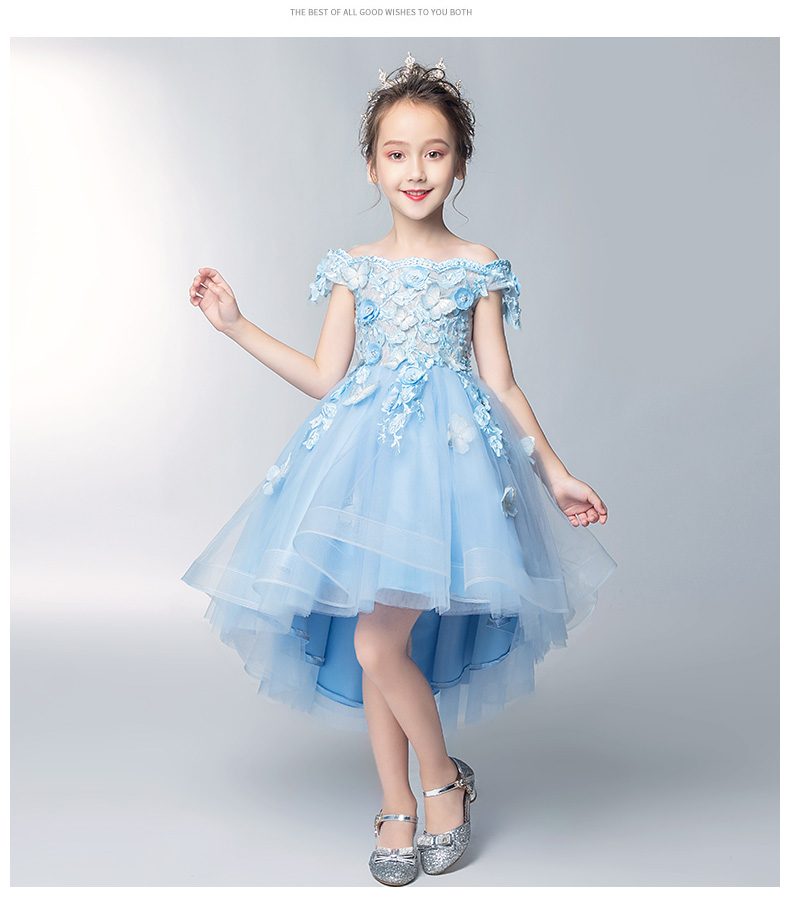 Váy trẻ em công chúa váy 2018 từ mới hoa vai cô gái váy nữ đám cưới chủ trang phục piano bộ vest dự tiệc cho bé trai