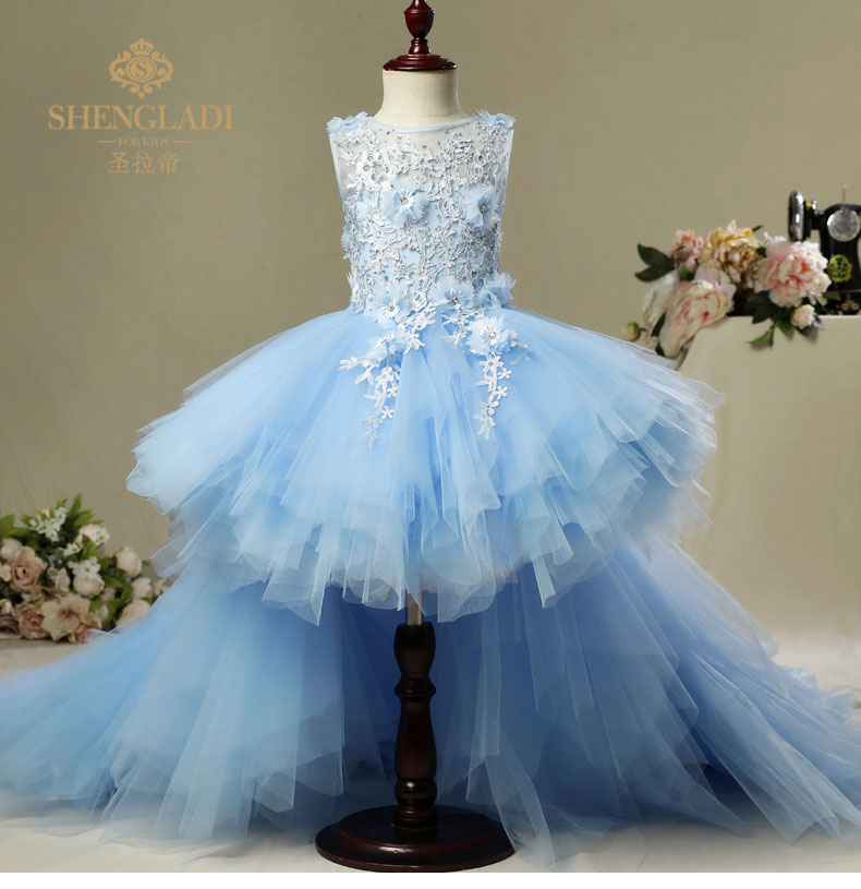 Trẻ em ăn mặc công chúa váy cô gái dài dấu vết đám cưới hoa cô gái pettiskirt trang phục piano buổi tối trình diễn catwalk vest bé trai 