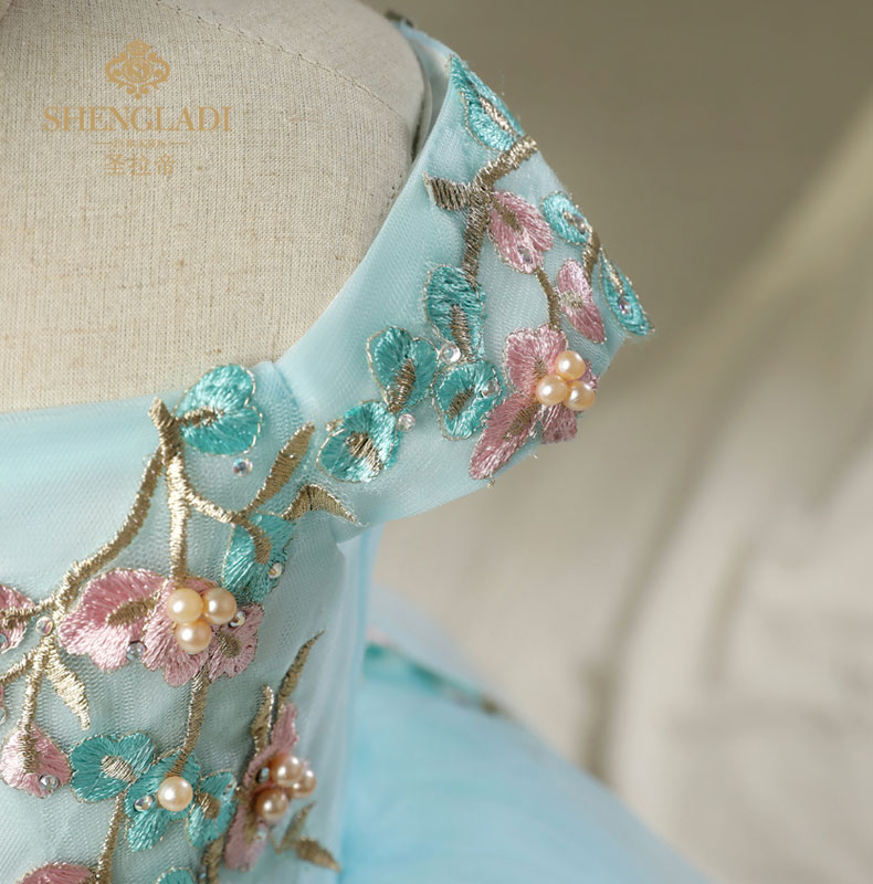 Công chúa váy cô gái chủ váy trẻ em từ vai váy cưới pettiskirt hiển thị trang phục hoa cô gái váy váy trẻ em 10 tuổi