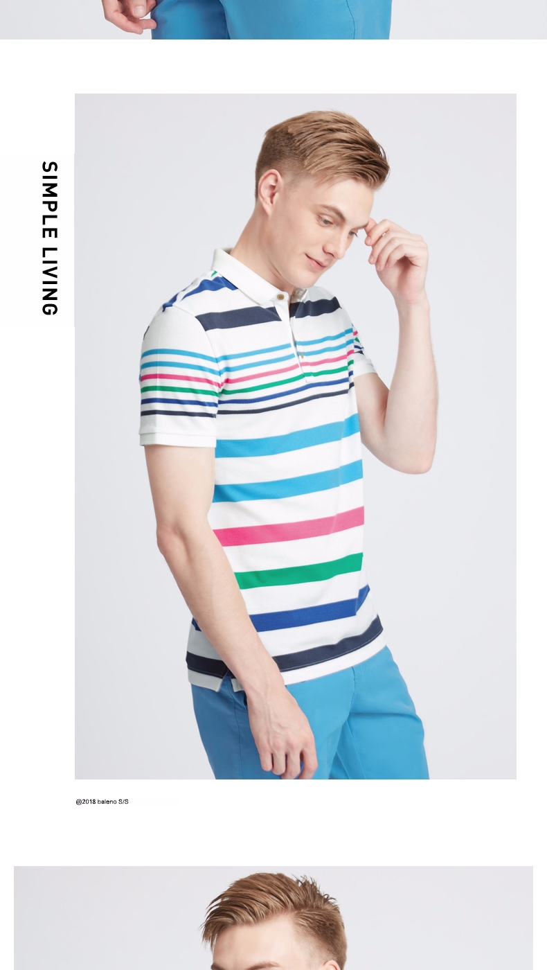 Baleno Benny Road Jedi Cloth Áo không thường xuyên Mùa hè Áo thun cotton mới áo phông nam có cổ