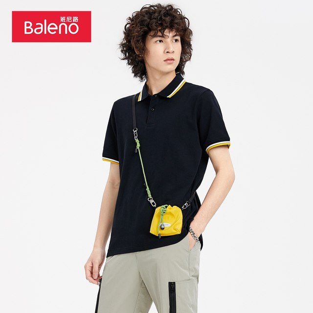 Baleno polo shirt men's short-sleeved summer new colorful contrasting versatile casual American youth lapel top