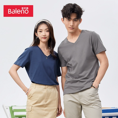 Хлопковая футболка для отдыха, V-образный вырез, облегающий крой, короткий рукав