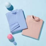 Демисезонный однотонный базовый приятный телу лонгслив, высокий воротник