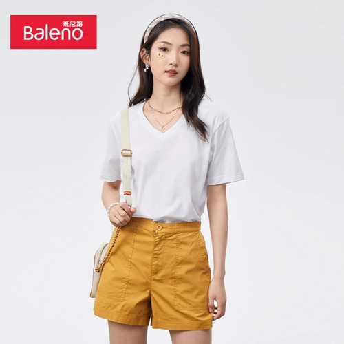 Хлопковая футболка для отдыха, V-образный вырез, облегающий крой, короткий рукав