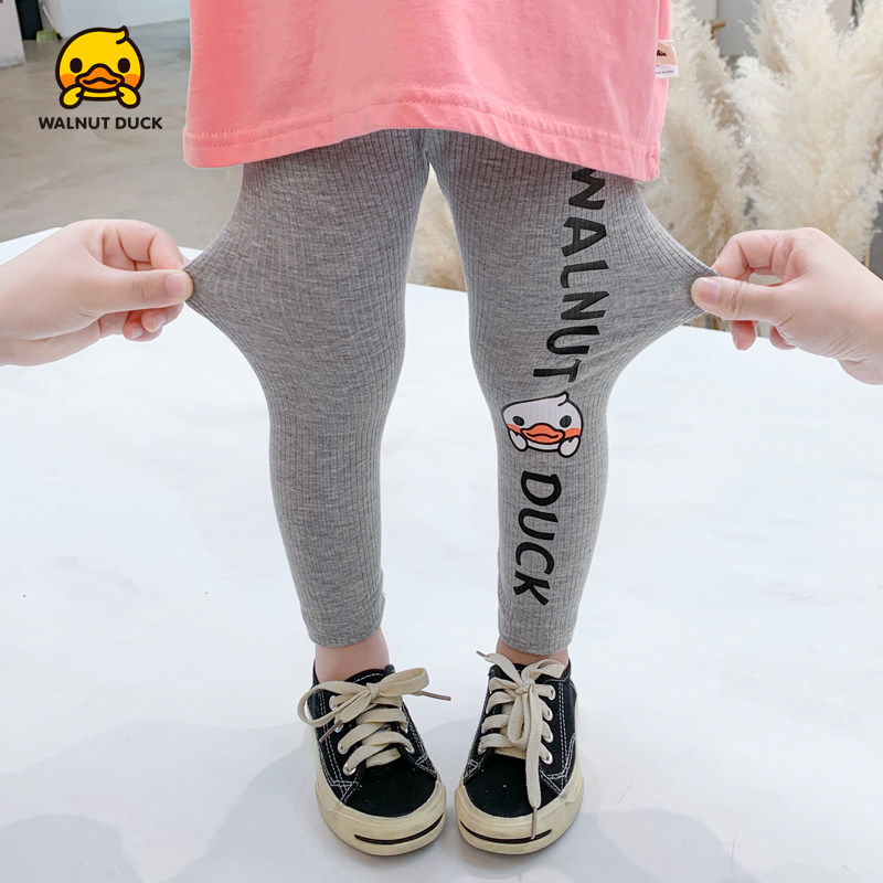 Little yellow duck girl inside lap pants spring summer outside wearing 2022 new thin children slim fit pants little girl foreign pants