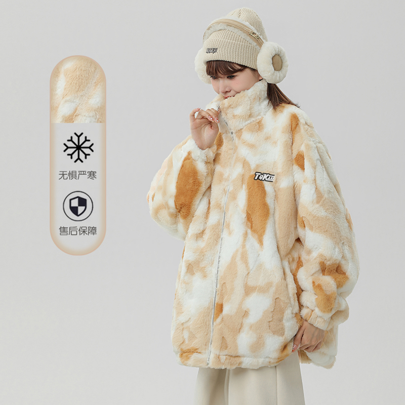 2023 New exploits jacket imitated lamb wool cotton clothes cotton clothes women winter plus suede thickened loose cotton padded jacket cotton-Taobao