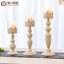 Candlestick candlelight dinner props European-style romantic home retro candlestick feather ornaments Dining table aromatherapy candle holder