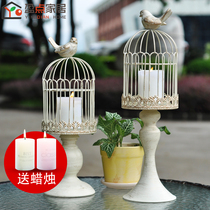 Candlestick ornaments European retro candlestick American birdcage wedding props Wedding candlestick dining table restaurant decoration