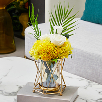 Table light luxury geometric small Vase ornaments living room flower arrangement TV cabinet simulation flower mini glass transparent straight tube short