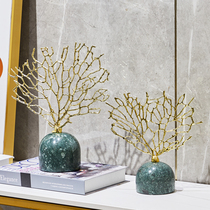 Home accessories European-style living room TV cabinet wine cabinet ornaments modern light luxury high-end creative marble coral decoration