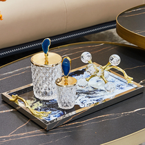 Home accessories light luxury soft living room coffee table tray storage set drawing box ornaments American model room decoration