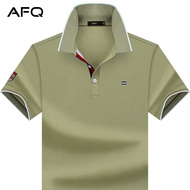 AFQ Mùa Hè của Nam Giới Màu Rắn Mercerized Bông Ngắn Tay Áo T-Shirt Casual Cotton Ve Áo T-Shirt POLO Áo Sơ Mi Kích Thước Lớn Nửa Tay Áo