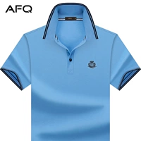 AFQ giản dị màu rắn nam ve áo ngắn tay T-Shirt để tăng béo của nam giới POLO áo ve áo t-shirt shirt t máu quần lửng nam