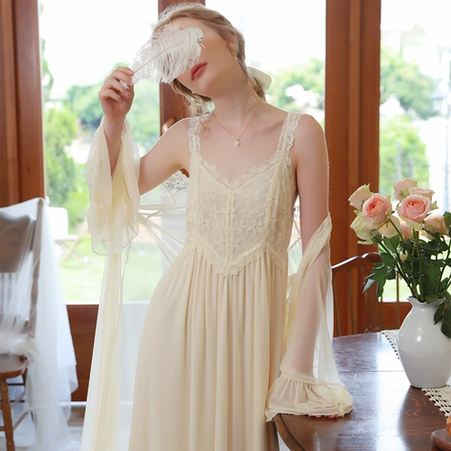 Осенняя пижама, кружевной банный халат, комплект для невесты, французский стиль, эффект подтяжки