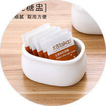 Hotel Restaurant Exclusive Pure White Ceramic Coffee Sugar Jars Milk Sugar Vat Tea Bag Box Seasoning Jar Denier Sugar Flush