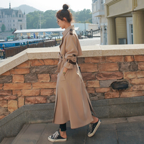 Card its color windsuit woman over knee long section 2022 spring autumn new Inn wind high-end atmosphere Korean version coat jacket