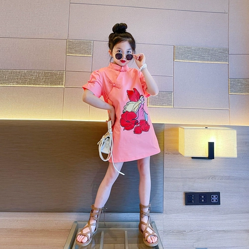 Летнее ципао, юбка, детская летняя одежда, популярно в интернете, в западном стиле, детская одежда, китайский стиль