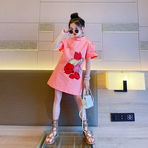 Летнее ципао, юбка, детская летняя одежда, популярно в интернете, в западном стиле, детская одежда, китайский стиль