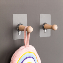 Wooden adhesive hook viscose non-trace bedroom decoration adhesive hook kitchen bathroom door hook Wall Wall non-perforated hook hook