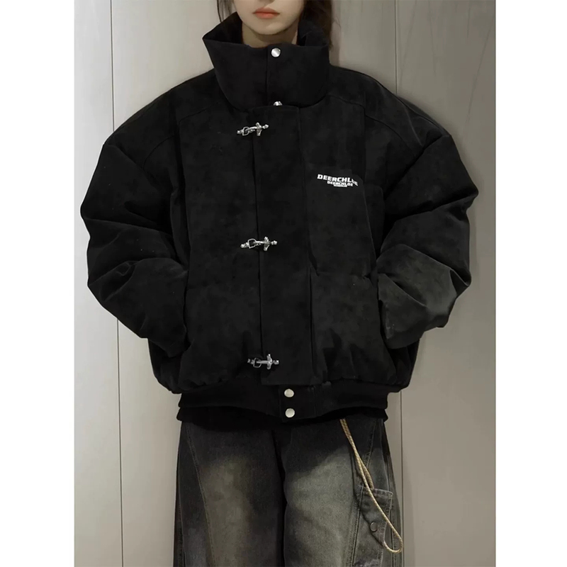 American Retro Tie-Dye Pu Leather down Jacket for Men, Winter Thickened Short Coat with Stand Collar and Snap Buttons, Cotton-Padded Jacket American Retro Tie-Dye Pu Leather down Jacket for Men, Winter Thickened Short Coat with Stand Collar and Snap Buttons, Cotton-Padded Jacket