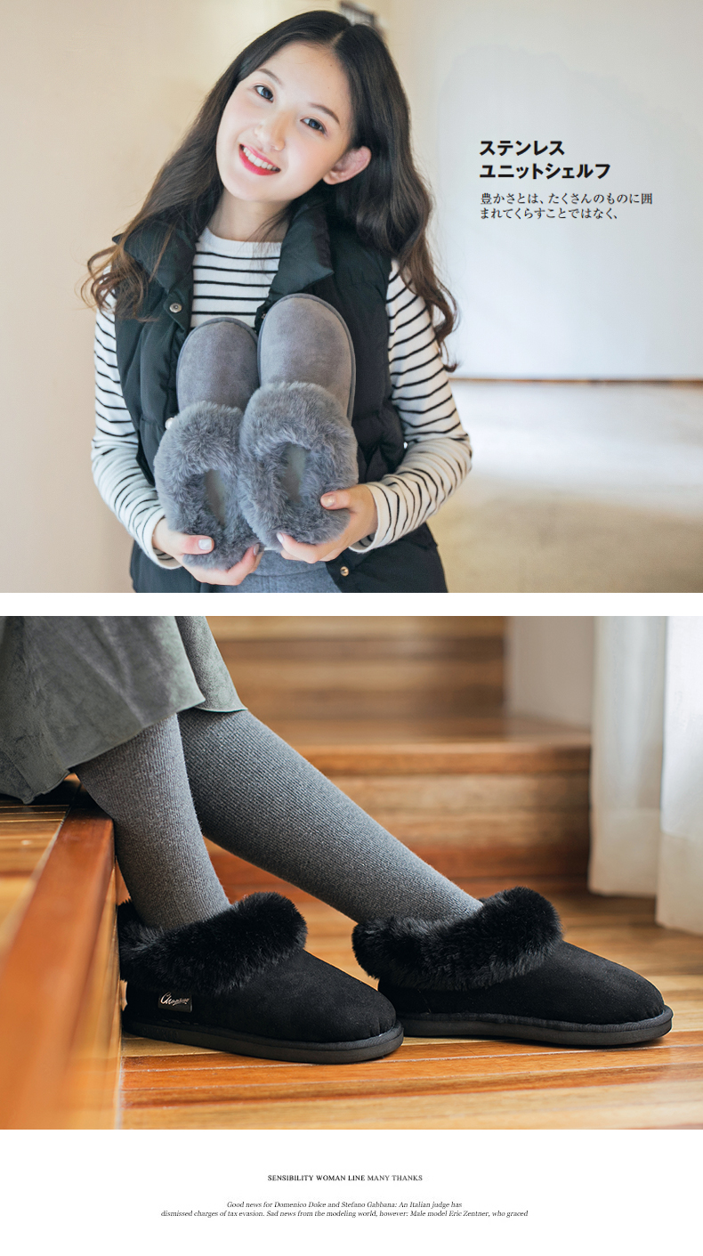 Dép cotton tại nhà Túi xách nữ có đế dày mùa đông chống trượt trong nhà và ngoài trời Giày cotton lông ấm tháng giày dép mùa đông - Trang chủ dép mang nhà tắm