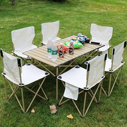 Outdoor Folding Table, Picnic Camping Table and Chairs, Portable All-In-One Egg Roll Table, Spring Outing Barbecue Set