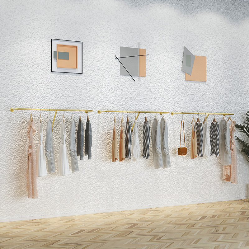 Clothing Store Display Rack Upper Wall Hanging Golden Side Hanging Iron Art Display Racks Men and women Wall Shelves Hanging Hanger